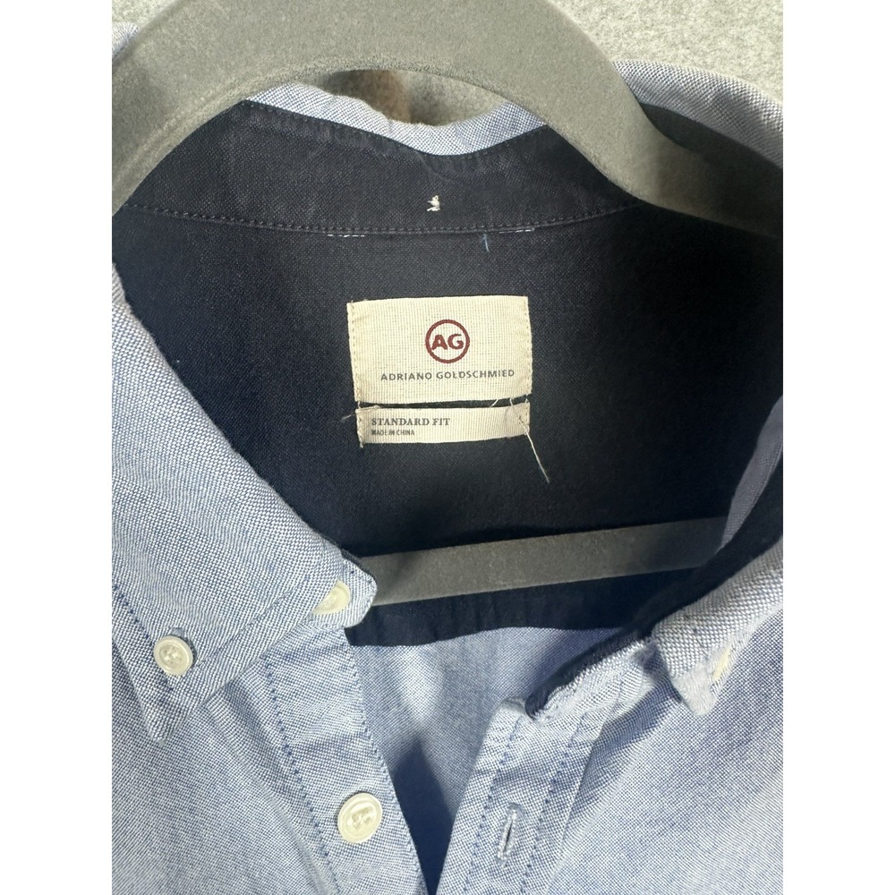 AG Adriano Goldschmied Men's Large Blue Chambray Shirt Short Sleeve Button Down - Picture 3 of 7